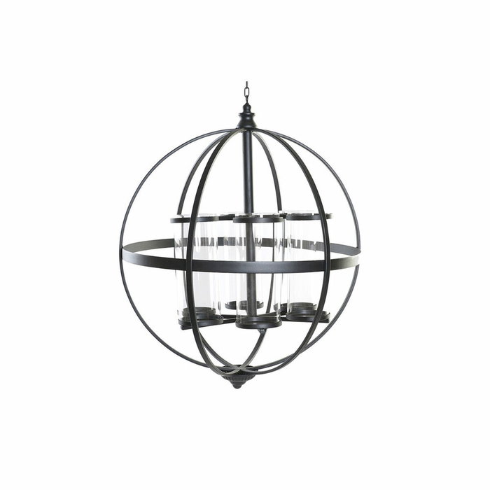 DKD Home Decor Portavelas de Metal y Cristal Negro 60x60x73 cm