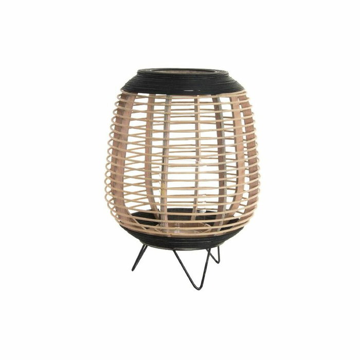 DKD Home Decor Portavelas de Bambú y Cristal Marrón Natural 32x32x43 cm