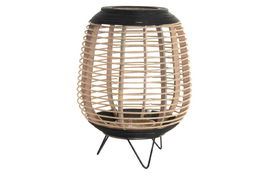 DKD Home Decor Portavela Bambu Cristal Metal Marron Negro 32x32x43 cm