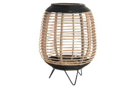 DKD Home Decor Portavelas de Bambú y Cristal Marrón Natural 32x32x43 cm