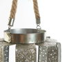 DKD Home Decor Portavelas Metal y Cuerda Plateado 21x21x23 cm