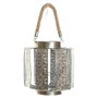 DKD Home Decor Portavelas Metal y Cuerda Plateado 21x21x23 cm