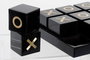 Juego Tres en Raya DKD Home Decor Negro Blanco Resina Latón (21 x 21 x 7 cm)