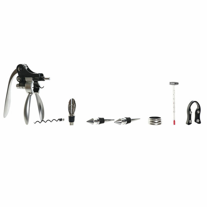 Set de Accesorios para Vino DKD Home Decor Bambú Acero Inoxidable Marrón claro (8 pcs) (26 x 22 x 13 cm)