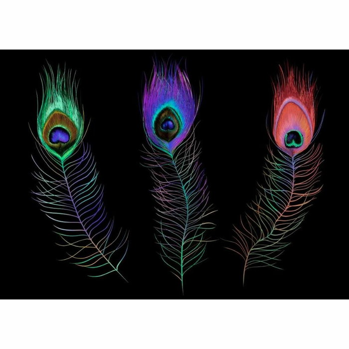 DKD Home Decor Bandeja LED Plumas Pavo Real Negro