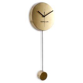 DKD Home Decor Reloj de Pared de Hierro con Péndulo Dorado