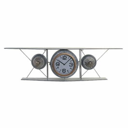 DKD Home Decor Reloj de Pared Avión Gris Oscuro