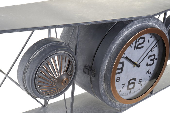 DKD Home Decor Reloj de Pared Avión Gris Oscuro