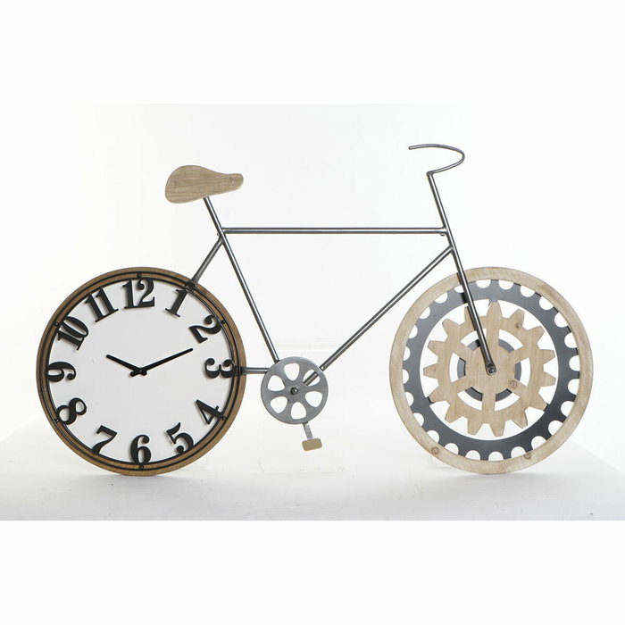 DKD Home Decor Reloj de Pared Bicicleta Negro y Natural