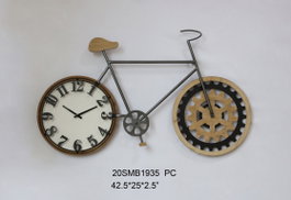 DKD Home Decor Reloj de Pared Bicicleta Negro y Natural