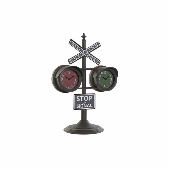 DKD Home Decor Reloj de Sobremesa Semáforo en Hierro y Cristal Negro DKD Home Decor Reloj de Sobremesa Semáforo en Hierro y Cristal Negro