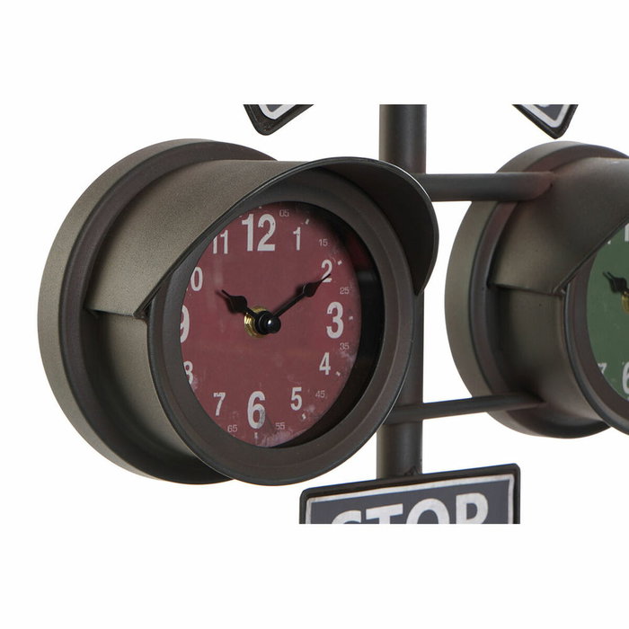 DKD Home Decor Reloj de Sobremesa Semáforo en Hierro y Cristal Negro DKD Home Decor Reloj de Sobremesa Semáforo en Hierro y Cristal Negro
