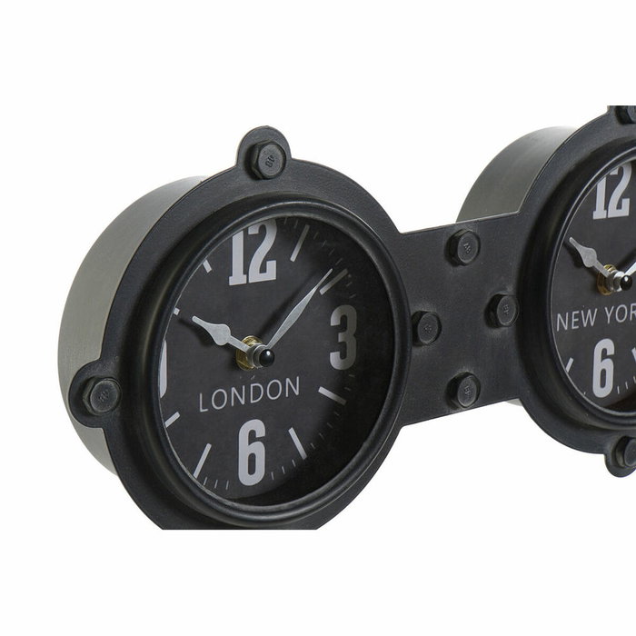 DKD Home Decor Reloj de Pared Hierro y Cristal Negro 58x18x6,5 cm