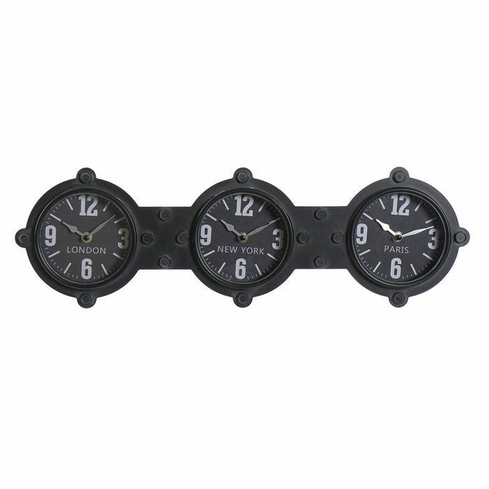 DKD Home Decor Reloj de Pared Hierro y Cristal Negro 58x18x6,5 cm