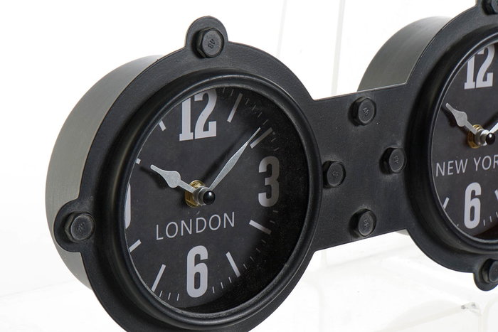 DKD Home Decor Reloj de Pared Vintage Negro Hierro y Cristal 6.5 x 18 x 58 cm