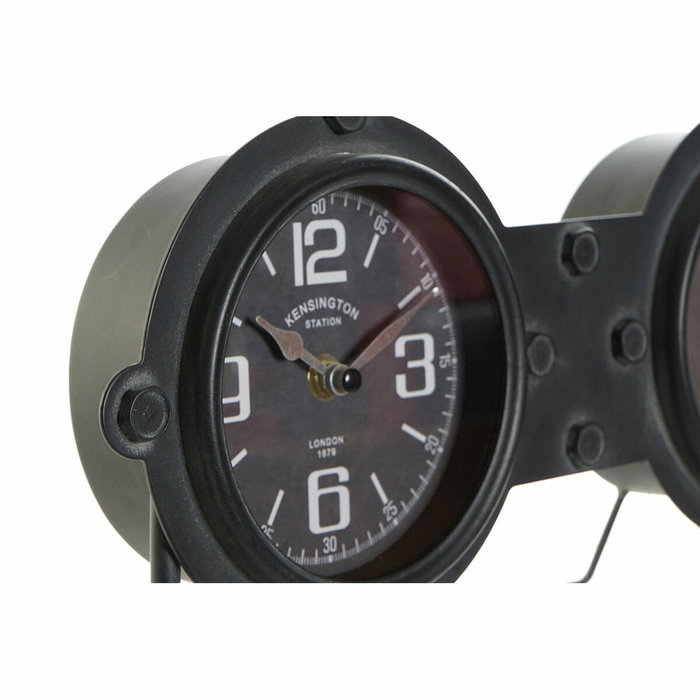 DKD Home Decor Reloj de Sobremesa Vintage en Hierro y Cristal Negro