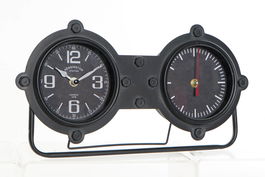 DKD Home Decor Reloj Sobremesa Vintage Negro Dorado Hierro Cristal 7 x 20 x 38 cm