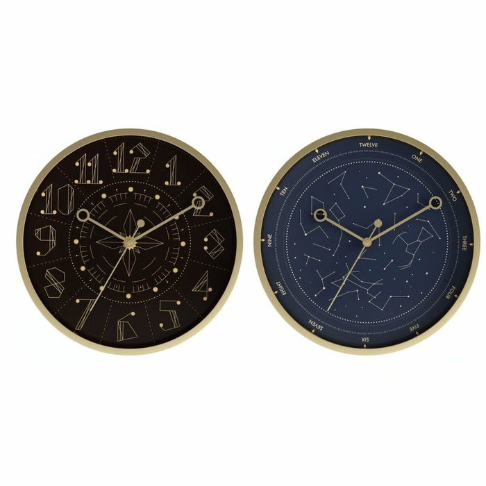 DKD Home Decor Set de 2 Relojes de Pared de Aluminio Dorado Surtido