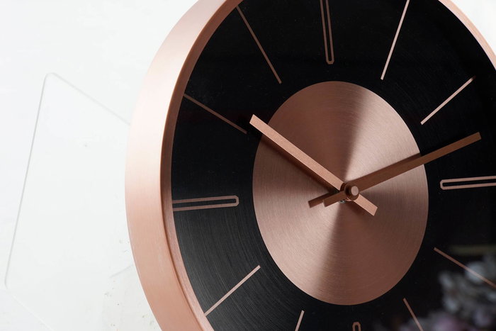 DKD Home Decor Reloj de Pared Moderno Cobrizo Negro 4 x 30 x 30 cm (2 Unidades)