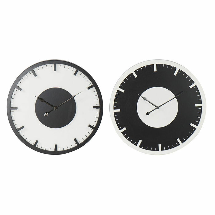 DKD Home Decor Set de 2 Relojes de Pared MDF Negro y Blanco Vintage 50x50 cm DKD Home Decor Set de 2 Relojes de Pared MDF Negro y Blanco Vintage 50x50 cm