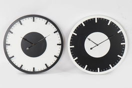 DKD Home Decor Reloj de Pared Vintage Negro Blanco 50 x 50 cm (2 Unidades)