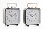 DKD Home Decor Reloj Sobremesa Chic 7 x 27 x 19 cm Hierro Cristal Negro Azul Blanco 2 Unidades
