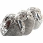 DKD Home Decor Set de 3 Figuras de Búho Cromado Plateado en Resina