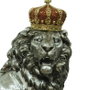 DKD Home Decor Figura de León con Corona en Resina Plateada Envejecida