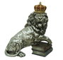 DKD Home Decor Figura de León con Corona en Resina Plateada Envejecida