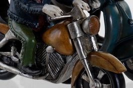 DKD Home Decor Figura Vintage Perro Bulldog Amarillo Azul Resina Hecho a Mano 10 x 24 x 27 cm (2 Unidades)