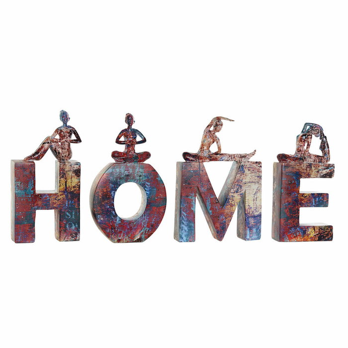 DKD Home Decor Set de 4 Figuras Home Yoga en Resina Multicolor