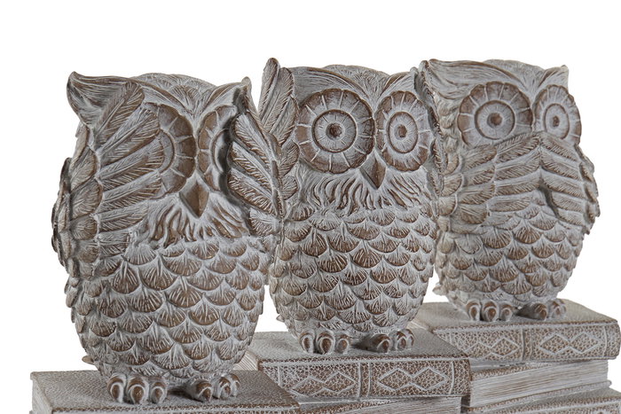 DKD Home Decor Figura Búho Blanco Resina 11 x 11 x 20 cm (3 Unidades)