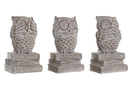 DKD Home Decor Figura Búho Blanco Resina 11 x 11 x 20 cm (3 Unidades)