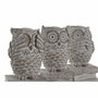 DKD Home Decor Set de 3 Figuras de Búho Decapé Blanco en Resina
