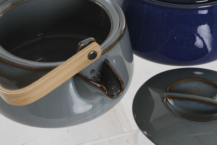 DKD Home Decor Tetera Gris Porcelana y Bambú 17 x 10 x 21 cm Capacidad 1L DKD Home Decor Tetera Gris Porcelana y Bambú 17 x 10 x 21 cm Capacidad 1L