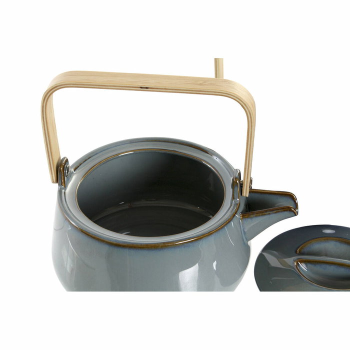 DKD Home Decor Tetera de Porcelana y Bambú 1L Gris DKD Home Decor Tetera de Porcelana y Bambú 1L Gris