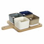 DKD Home Decor Set de 5 Aperitivos de Bambú y Porcelana Marrón