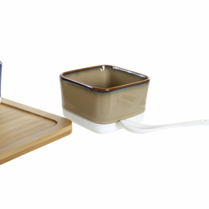 DKD Home Decor Set de 5 Aperitivos de Bambú y Porcelana Marrón DKD Home Decor Set de 5 Aperitivos de Bambú y Porcelana Marrón