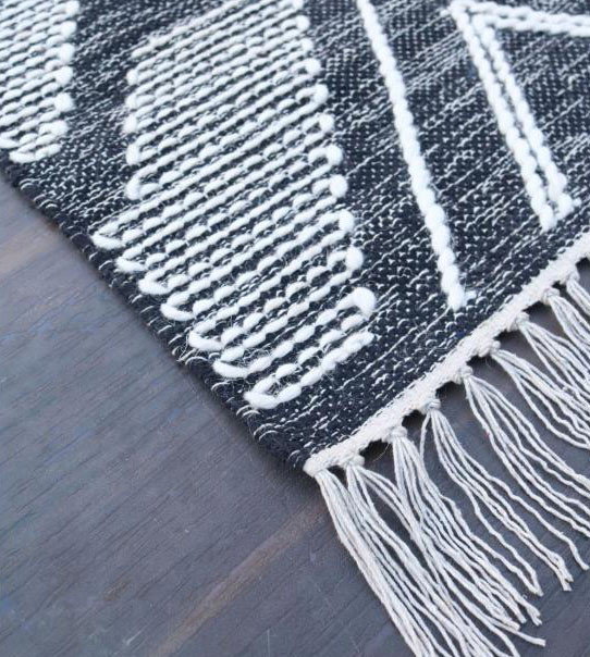 DKD Home Decor Alfombra de Algodón Dodoma 160x230 cm Negro/Blanco