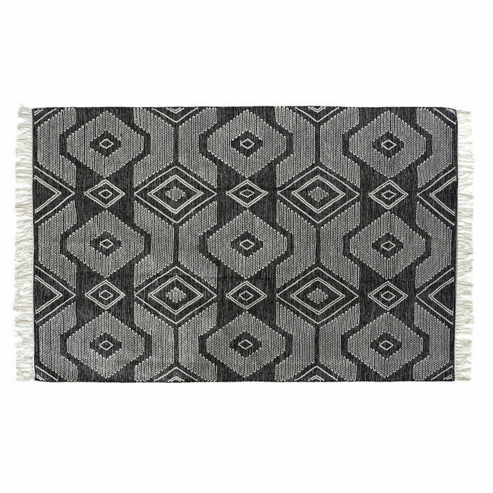 DKD Home Decor Alfombra de Algodón 200x290x1 con Flecos Negro y Blanco