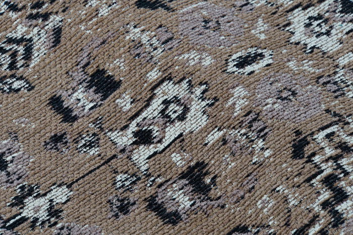 DKD Home Decor Alfombra Bidjar Arabe Marron Blanco 240 x 60 cm Algodon Chenilla Polyester