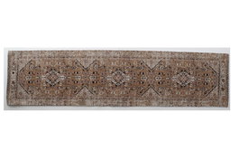 DKD Home Decor Alfombra Bidjar Arabe Marron Blanco 240 x 60 cm Algodon Chenilla Polyester