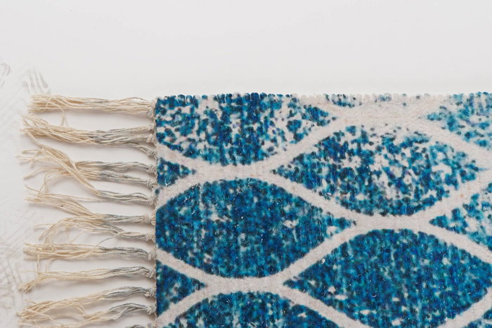 DKD Home Decor Alfombra Árabe Atusa Azul 240 x 60 cm Chenilla y Algodón