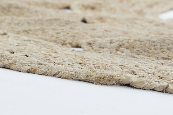 DKD Home Decor Alfombra Tropical Marrón Claro Yute Poliéster 200 x 200 cm