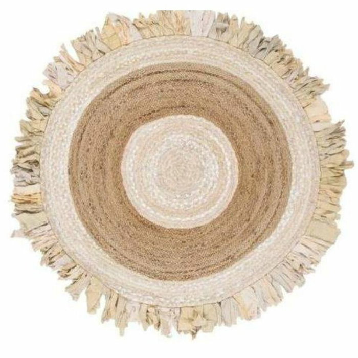DKD Home Decor Alfombra de Algodón y Yute 200x200 cm con Flecos DKD Home Decor Alfombra de Algodón y Yute 200x200 cm con Flecos