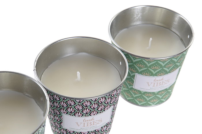 Vela DKD Home Decor Verde 8 x 7.5 x 8 cm Set de 3