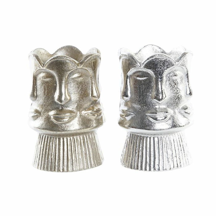 DKD Home Decor Set de 2 Jarrones de Aluminio 12x12x17 cm, Surtido Champán y Plateado