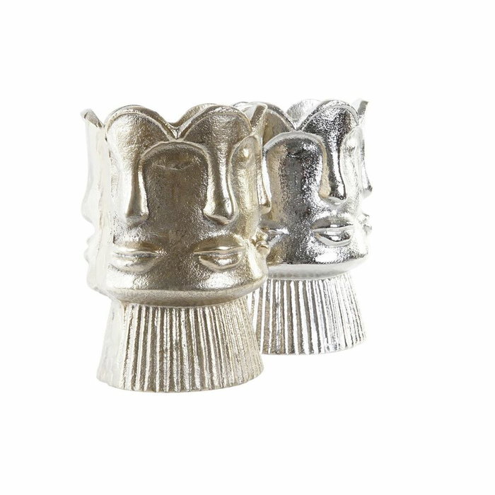 DKD Home Decor Set de 2 Jarrones de Aluminio 12x12x17 cm, Surtido Champán y Plateado