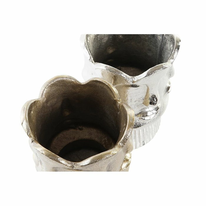 DKD Home Decor Set de 2 Jarrones de Aluminio 12x12x17 cm, Surtido Champán y Plateado