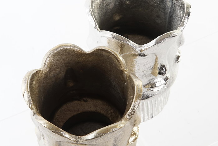 DKD Home Decor Jarron Moderno Champan Plateado Aluminio 12 x 17 x 12 cm (2 Unidades)